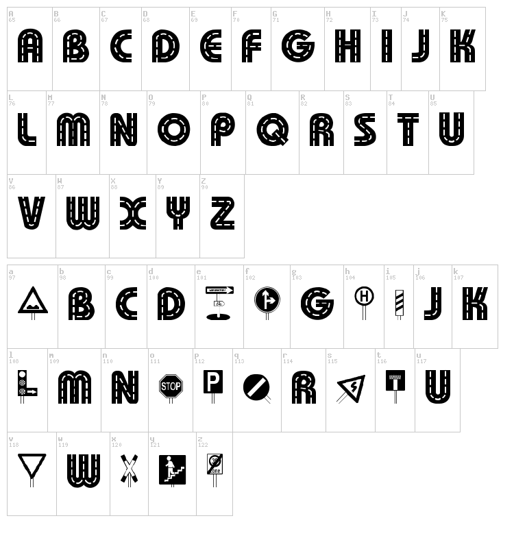 Schilderwald font map